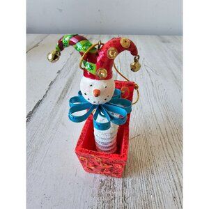 Snowman Jack in the box jester ornament‎ unique glitter sparkle Xmas tree